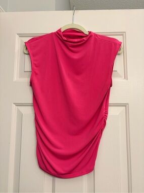 Timing Sleeveless Mock Neck Tank in Hot Pink
